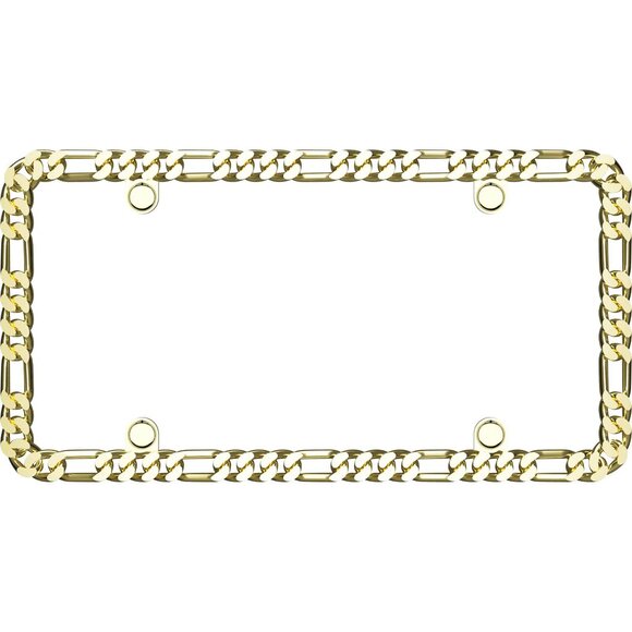 Designer Chain License Plate Frame, Gold (with fastener caps) - Picture 4 of 4